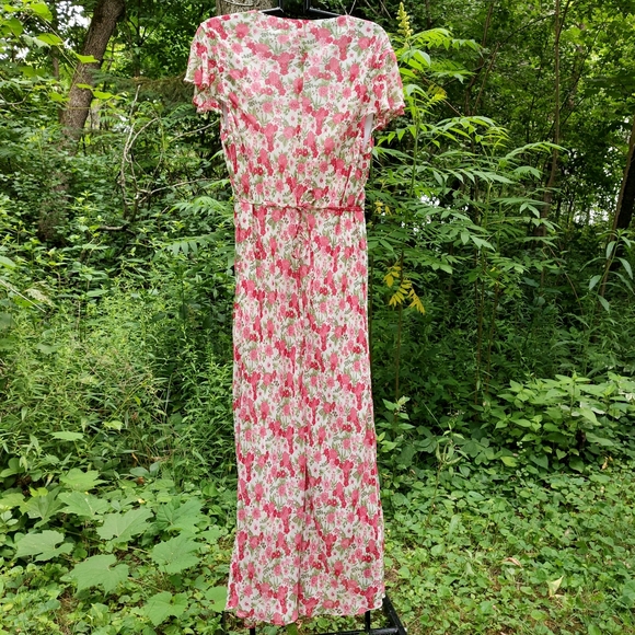Vtg 90s Floral Maxi Dress Made in Canada - Picture 2 of 6